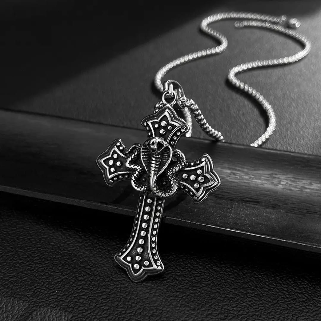 Serpent Cross Pendant Necklace